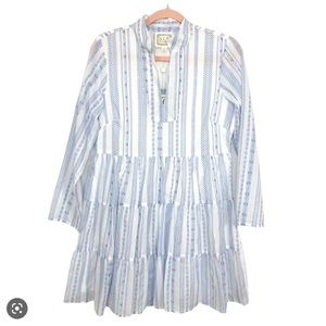 Sail to Sable White and Blue Stripe Long Sleeve Dress SP2103 Large Tunic NWT